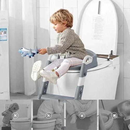 Gri Merdivenli Çocuk Klozet Tuvalet Eğitimi Atı