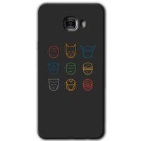 Samsung Galaxy C7 Kılıf HD Desen Baskılı Arka Kapak + Temperli Cam - Avengers Minimalism
