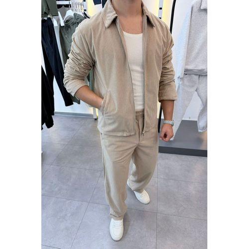 Slimfit Yakalı Astarlı Yan Cep Baggy Pantolonlu Kadife Takım