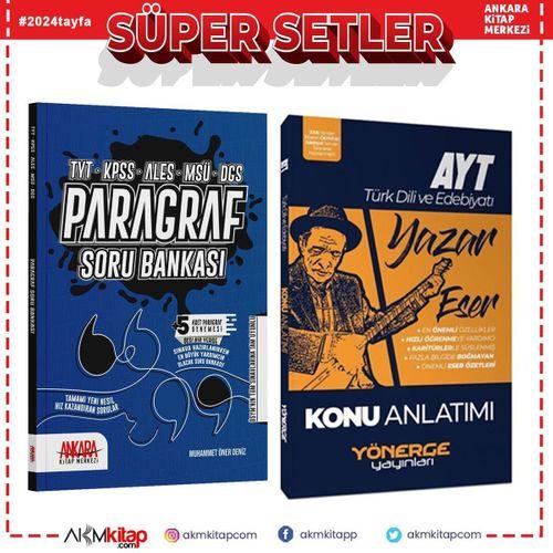 Yönerge AYT Türk Dili ve Edebiyatı Yazar Eser Konu ve AKM Paragraf Soru Bankası Seti 2 Kitap