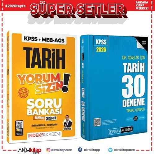 İndeks Akademi 2026 KPSS TYT AYT Tarih Yorum Sizin Soru Bankası ve Pegem Deneme Seti 2 Kitap