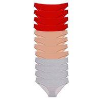 12 Adet Eko Set Likralı Kadın Slip Külot Kırmızı Ten Gri