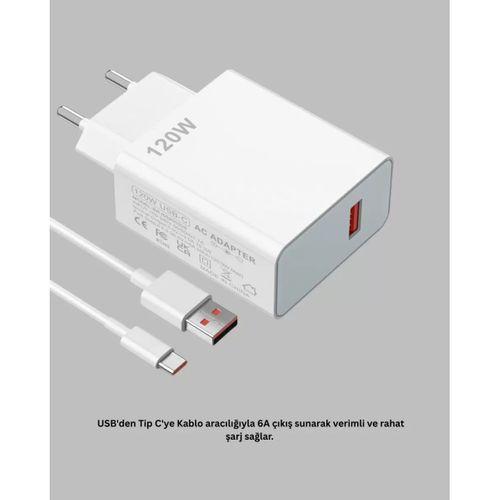 120 Watt Type C Şarj Başlığı Poco X3 X4 X5 Pro Uyumlu
