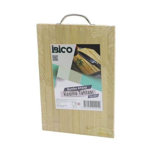 İ22-201 Lüks Ahşap Bambu Kesim Panosu 22x32x1 7cm Metal Kulplu
