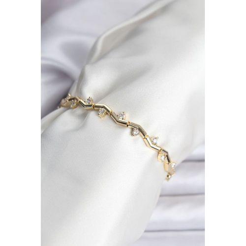 Zikzak Model Pirinç Gold Renk Bileklik - TJ-BB8080