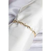 Zikzak Model Pirinç Gold Renk Bileklik - TJ-BB8080