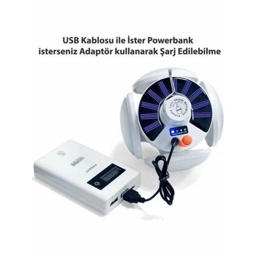 P-038 Solar Güneş Enerji Ve Usb Sarjli 5 Kanatlı