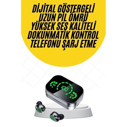 Kablosuz Bluetooth Kulaklık Çift Telefon Destekli Powerbankli Dijital Göstergeli