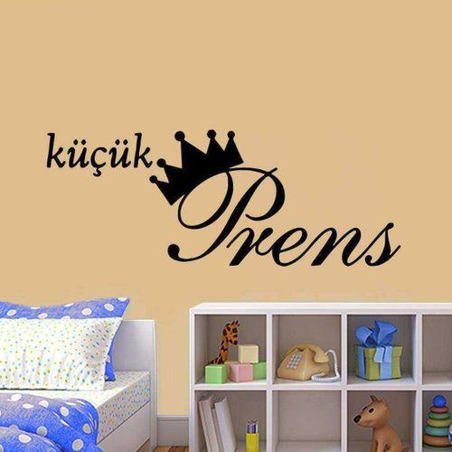 Taçlı Küçük Prens Yazılı Dekoratif  Çocuk Odası Duvar Sticker, Çıkartma, Etiket