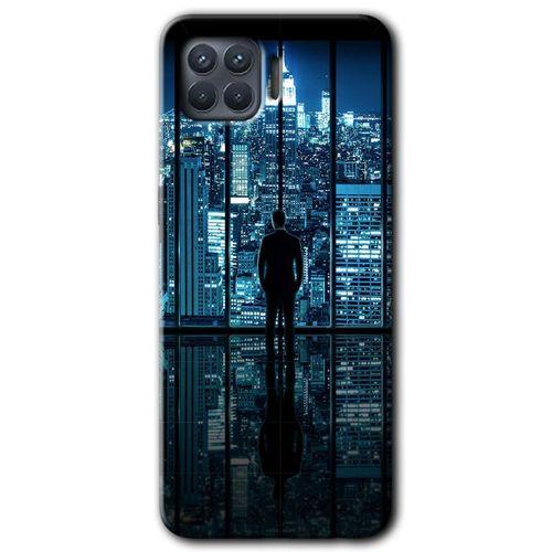 Oppo Reno 4 Lite Kılıf Baskılı Kapak - Şehir Manzarası + 5D Tam Kaplayan Cam