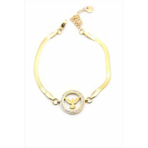 Taşlı Anka Kuşu Bileklik - Altın