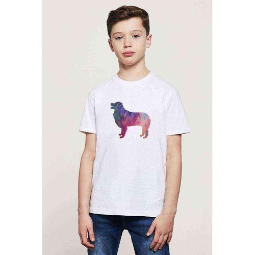 Silhouette Australian Shepherd Dog Baskılı Unisex Çocuk Beyaz t-shirt