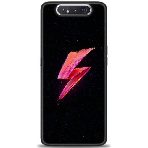 Samsung Galaxy A80 Kılıf HD Baskılı Kılıf - Pembe Şimşek + Tam Ekran Koruyucu