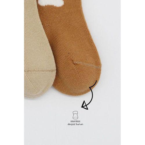 Bistyle Bear Penye Soket Çorap 2'Li BS10116 Bej