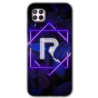 Huawei P40 Lite Kılıf HD Desen Baskılı Arka Kapak - Dark Neon Yaprak R Harfi