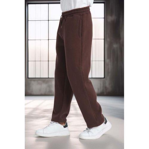Baggy Kalıp 3 İplik Şardonlu Erkek Eşofman Altı - Kahve