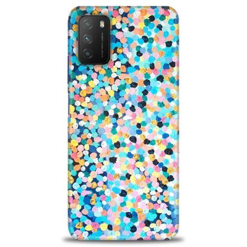 Xiaomi Poco M3 Kılıf HD Baskılı Kılıf - Renkli Benekler + Tam Ekran Koruyucu