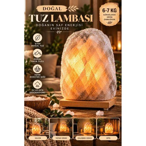 Çankırı 6-7 Kg Gri Doğal Kaya Tuzu Lambası Ahşap Kaideli Dekoratif Lamba