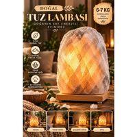 Çankırı 6-7 Kg Gri Doğal Kaya Tuzu Lambası Ahşap Kaideli Dekoratif Lamba