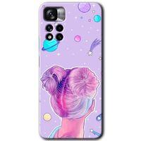 Xiaomi Redmi Note 11 Pro Plus 5G Kılıf HD Desen Baskılı Arka Kapak+Temperli Cam - Uzaylı Kız