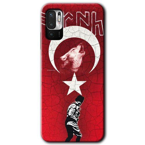 Redmi Note 10 5G Kılıf HD Desen Baskılı Arka Kapak - Bozkurt Atam + Kırılmaz Cam