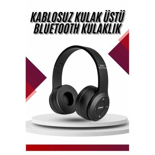 Bluetooth Kablosuz Kulaklık Siyah Wireless 5 0 Kulak Üstü Uzun Pil Ömrü
