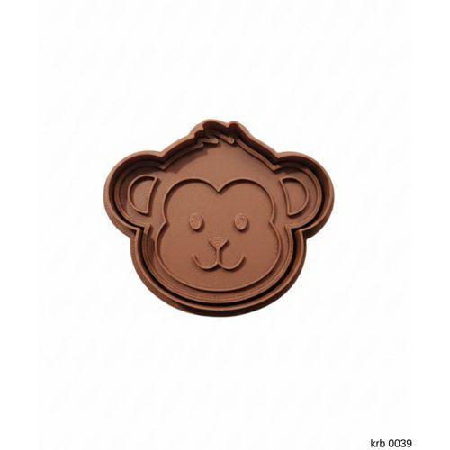 Gülümseyen Maymun Yüzü Kurabiye Kalıbı – Çift Parça Hamur Kesici, Şeker Hamuru ve Oyun Hamuru İçin