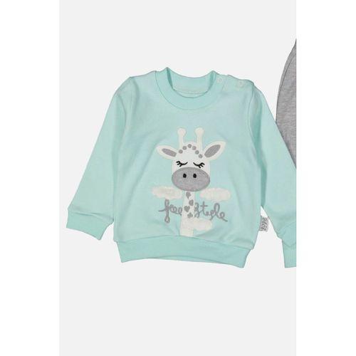 Zürafa Nakışlı % 100 Pamuk Kız Bebek Takımı