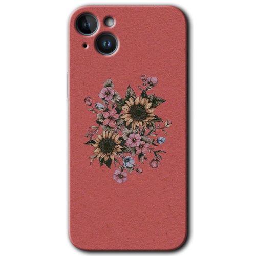 Potkal Hediye Fabrikası iPhone 14 Kılıf HD Desen Baskılı Arka Kapak - Temperli Cam - Retro Çiçek