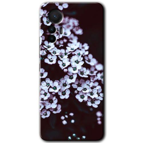 Potkal Hediye Fabrikası Xiaomi Mi 12 Lite HD Baskılı Kılıf + 9D Tam Ekran Koruyucu - Beyaz Çiçek