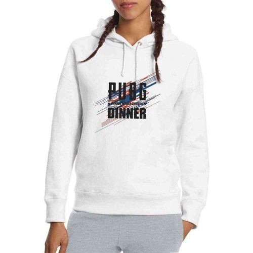 Pubg Playerunknowns Chicken Dinner's Baskılı Beyaz Kadın Kapşonlu Sweatshirt
