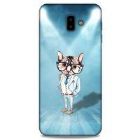 Samsung Galaxy J6 Plus Kılıf FunnyMaX (40) Fit Silikon Kılıf Açık Mavi Kedi