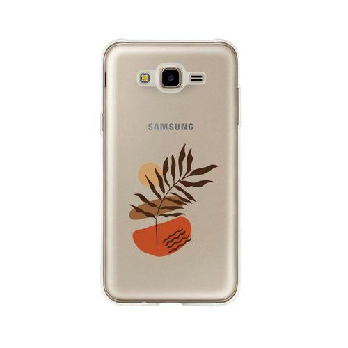 Samsung J7 Floral Art Desenli Premium Şeffaf Silikon Kılıf