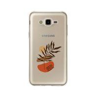 Samsung J7 Floral Art Desenli Premium Şeffaf Silikon Kılıf