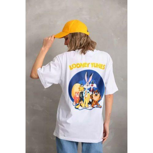 Pilelistore Unisex Baskılı Oversize T-Shirt - Beyaz