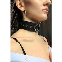 Halka Detaylı Ayarlı Geniş Şerit Şık Deri Choker Boyun Aksesuar - Brf671