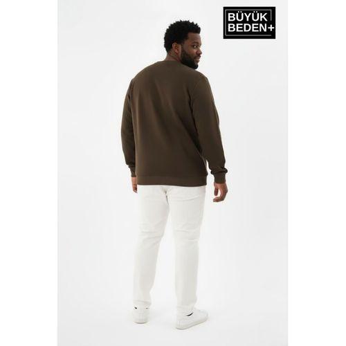 Erkek Büyük Beden Yelken Baskılı Bisiklet Yaka Sweatshirt SPR26BSW956-11