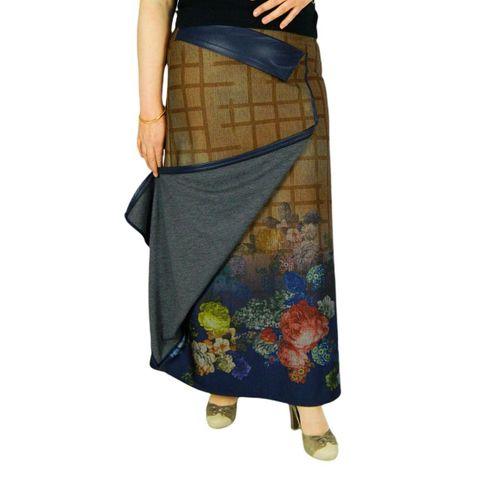 Kadın Uzun Etek Deri Kombinli BGLSZ16K206