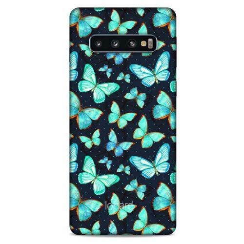 Samsung Galaxy S10 Kılıf Kelebek Etkisi (12) Koruyucu Silikon Beyaz Mavi