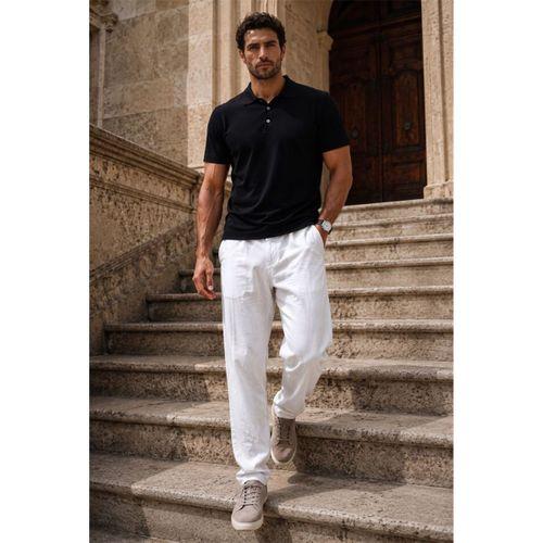 Newman Regular Fit Düğmeli Polo Yaka Viskon Triko Erkek T-Shirt - Siyah
