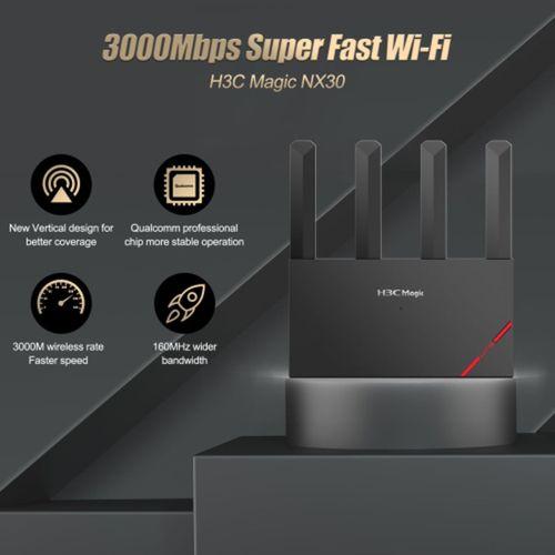 H3C Magic NX30, Dual Band, WiFi 6, 3000Mbps, 4Port GigaBit, 4ad Anten, Masaüstü, Router, Access Point