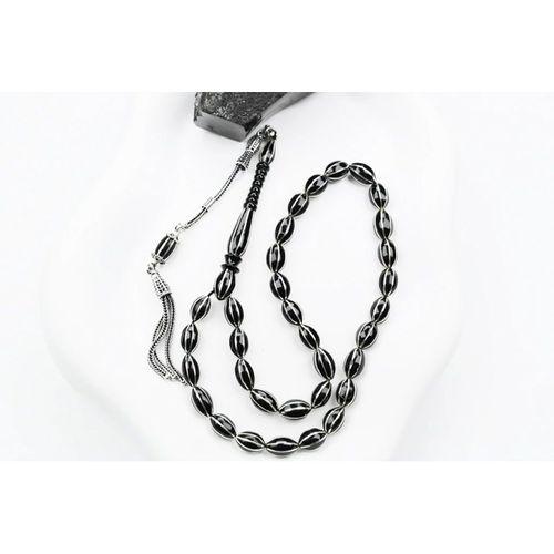 Oltu Taşı Arpa Model Sekizli Karpuz Nakkaş İşlemeli Tespih