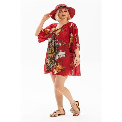 Side Vual Yazlık Pareo Kırmızı 6124