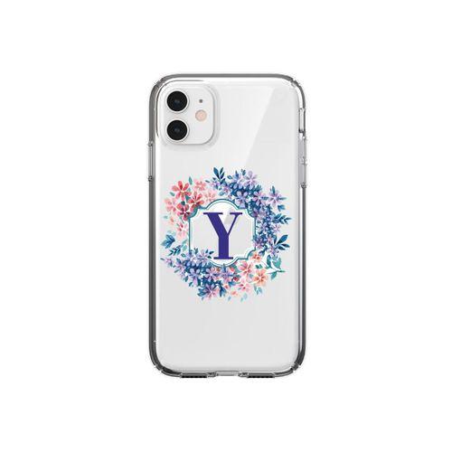 Çerçeveli Çiçekli Y Harfli Şeffaf iPhone 11 Telefon Kılıfı