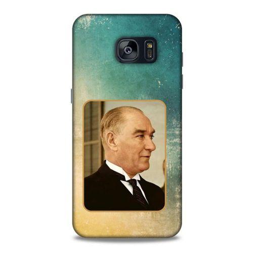 Samsung Galaxy S7 Edge Kılıf Atatürk (27) Tasarımlı Kılıf Sarı Yeşil