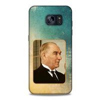 Samsung Galaxy S7 Edge Kılıf Atatürk (27) Tasarımlı Kılıf Sarı Yeşil