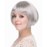 Gri Gümüş Renk Düz Kesim Astarlı Küt Parti Peruğu