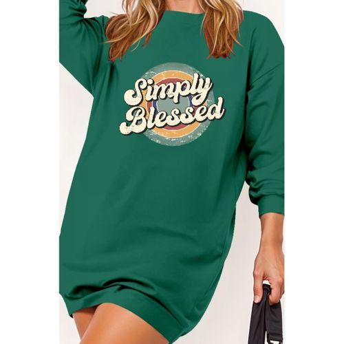 Kadın Uzun Kollu Bisiklet Yaka Yazılı Viskon Iki Iplik Elbise