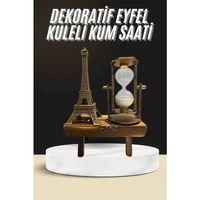 Retro Eyfel Kulesi Ve Kum Saati Dekoratif Ahşap Görünümlü Masa Biblosu