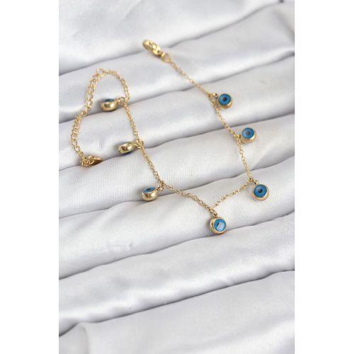 316L Çelik Gold Renk Minimal Nazar Model Kadın Bileklik